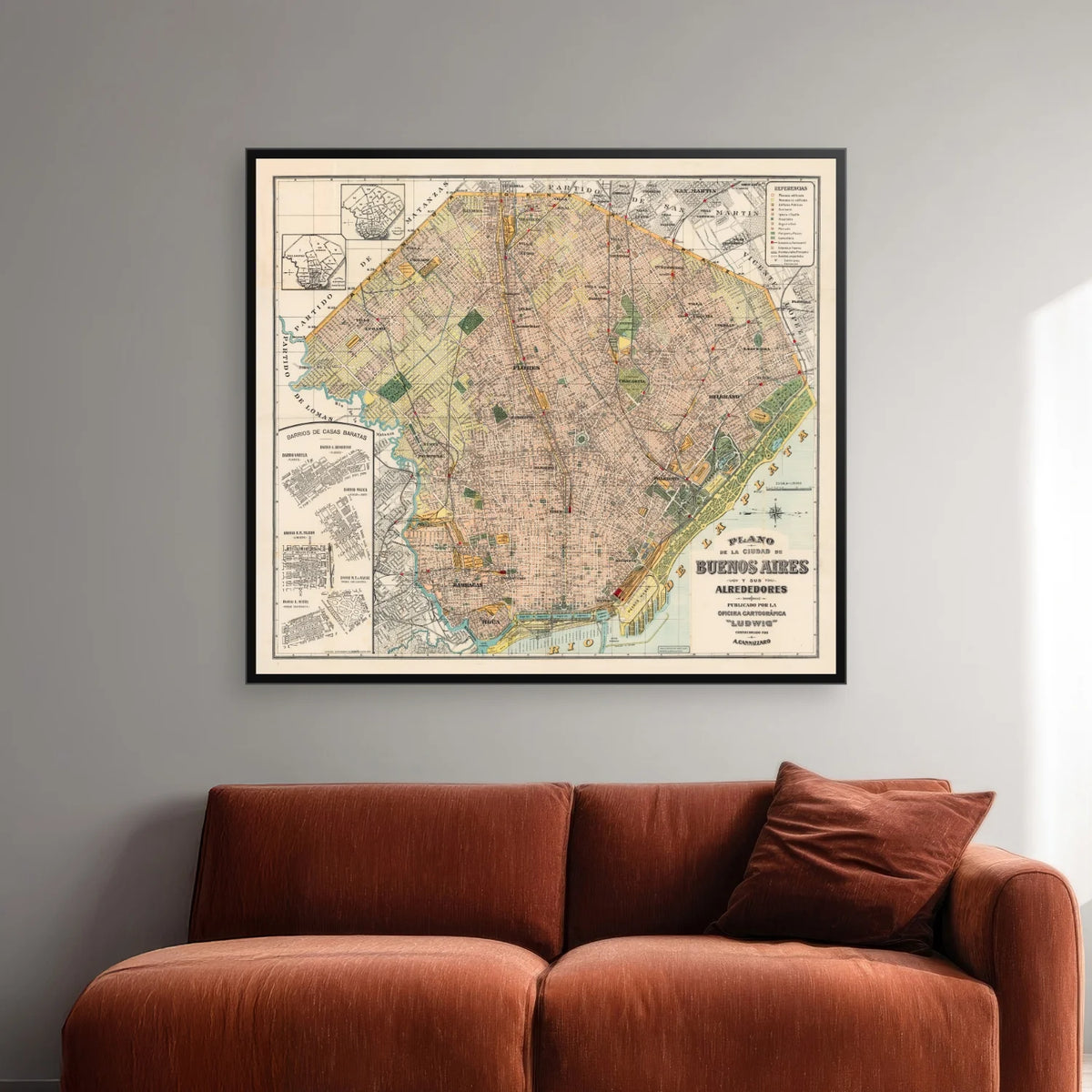 Buenos Aires Plan 1929 - Bykort - 65×58 cm – billede 2