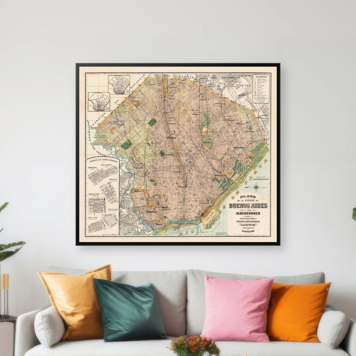 Buenos Aires Plan 1929 - Bykort - 65×58 cm – billede 3