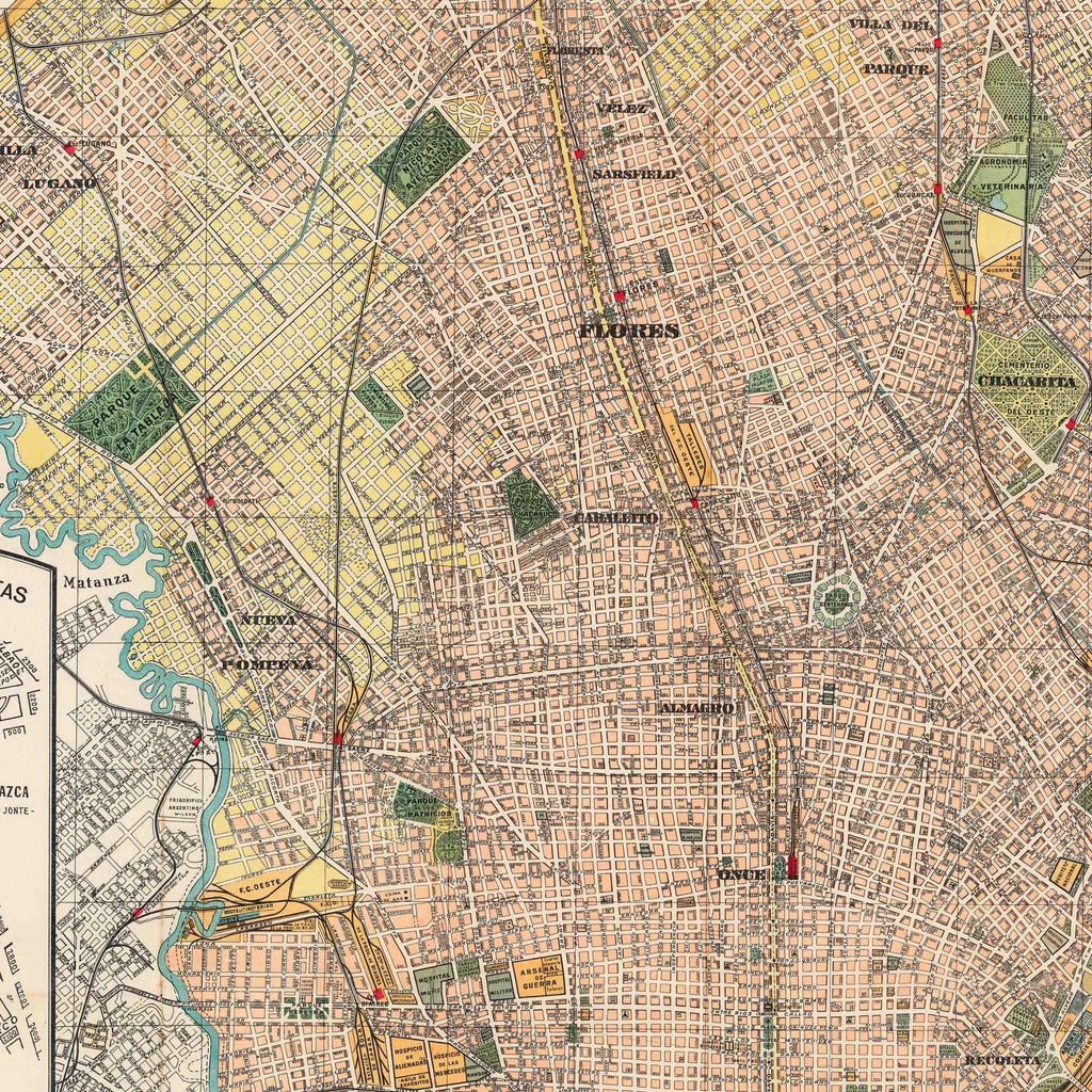 Buenos Aires Plan 1929 - Bykort - 65×58 cm – billede 4