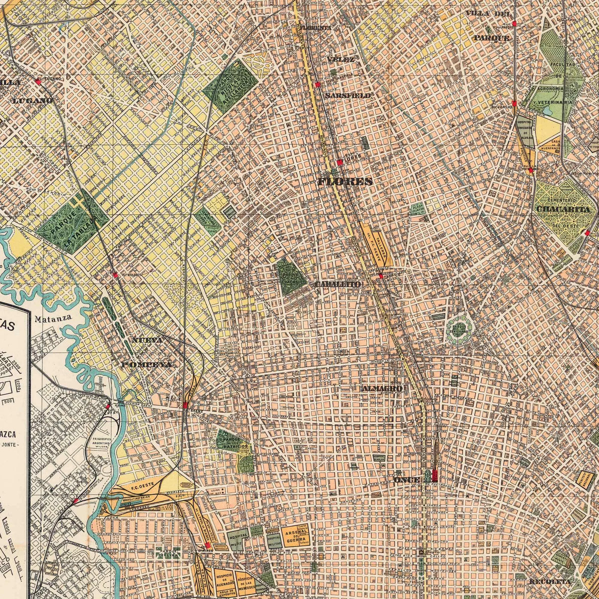 Buenos Aires Plan 1929 - Bykort - 65×58 cm – billede 4
