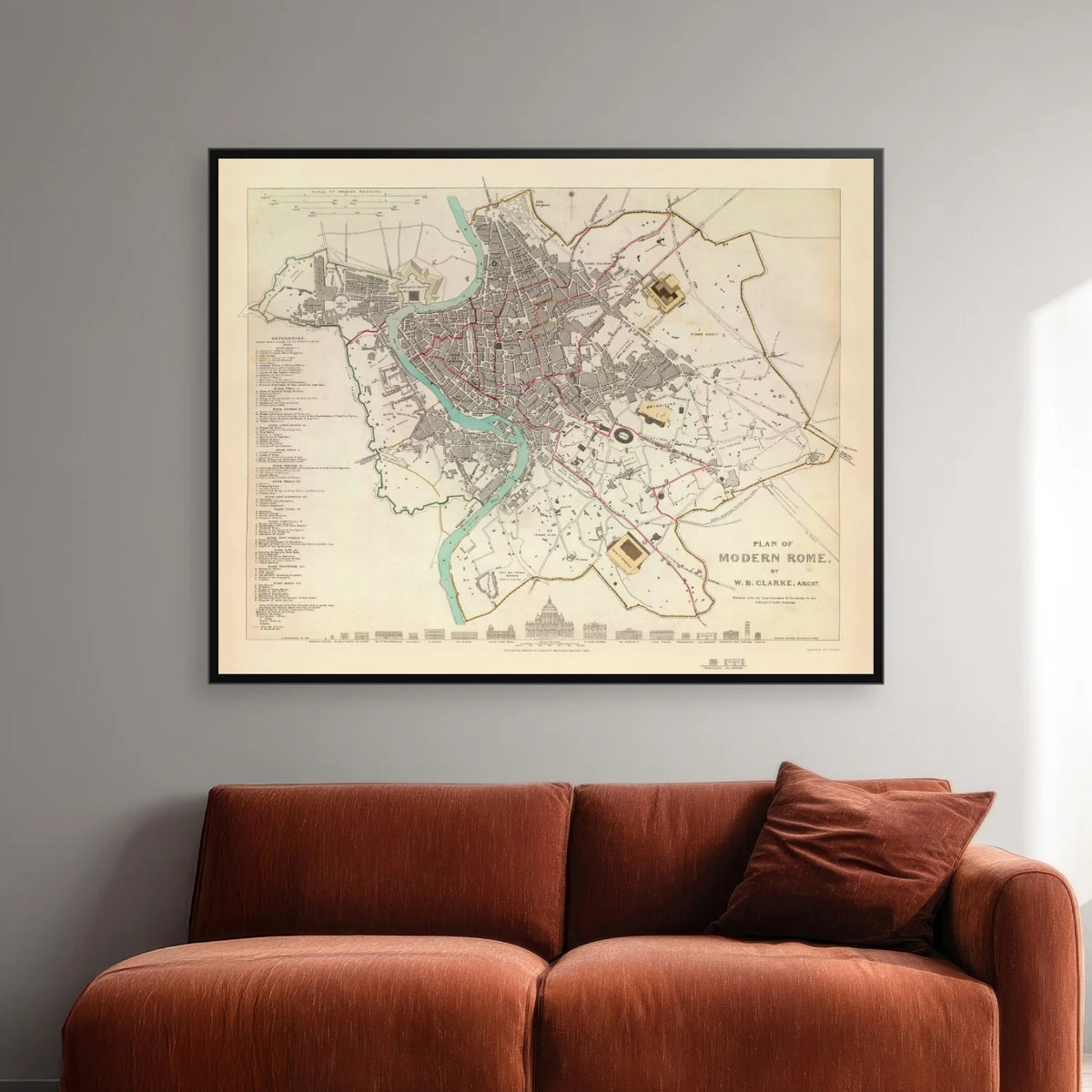 Det Moderne Rom 1844 - Bykort - 63×50 cm – billede 2
