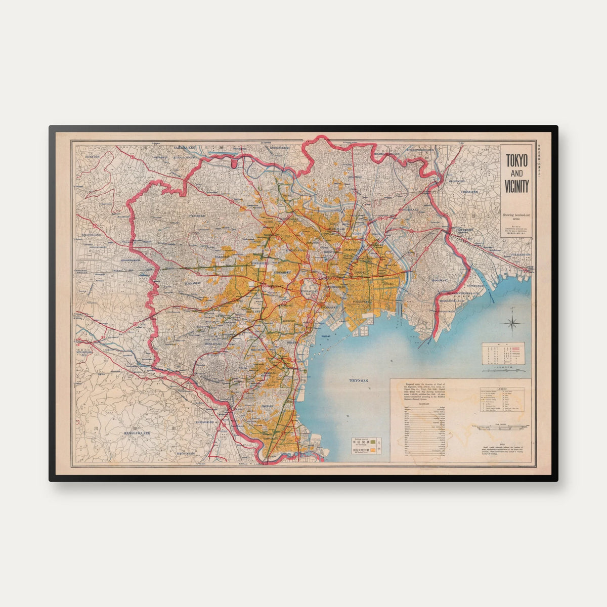 Tokyo Bombed Areas 1946 - Militærkort – billede 1