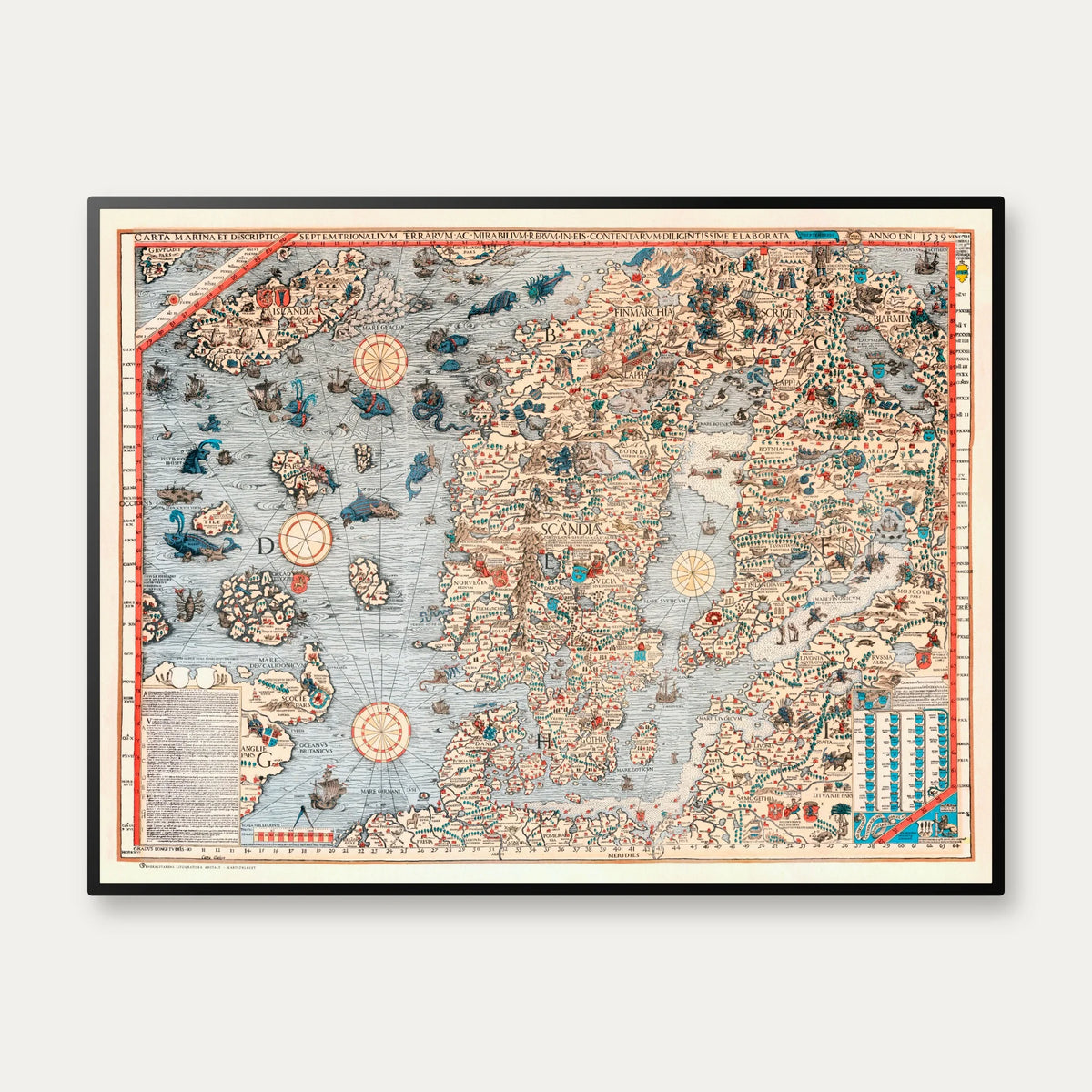 Carta Marina 1955 - Historisk kort - 80×61 cm – billede 1