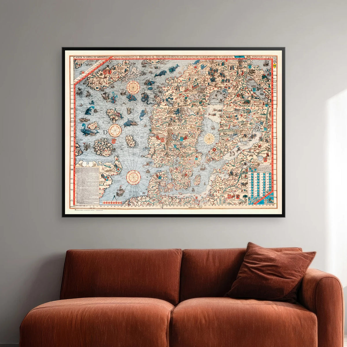Carta Marina 1955 - Historisk kort - 80×61 cm – billede 2