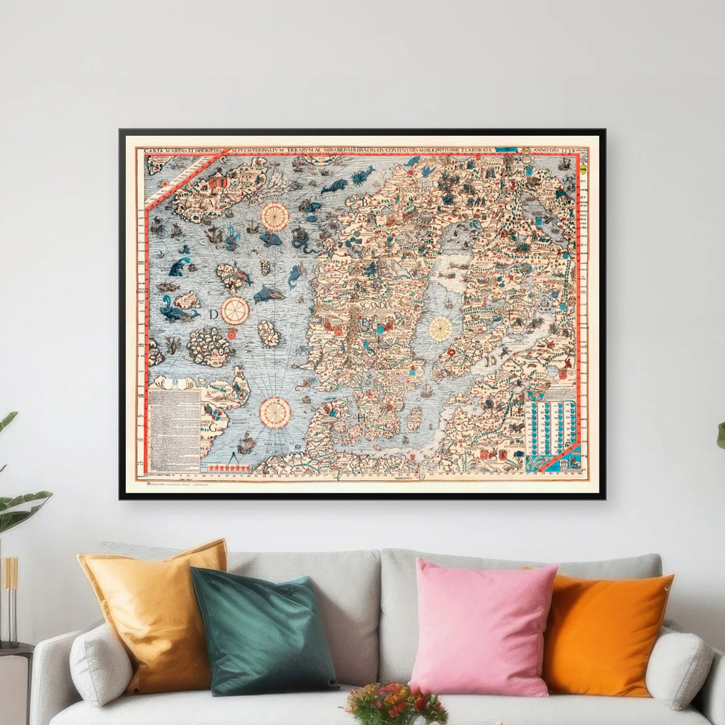 Carta Marina 1955 - Historisk kort - 80×61 cm – billede 3