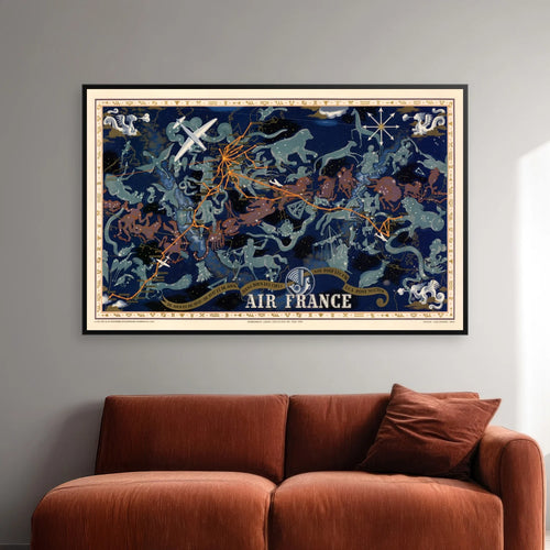 Air France Planisphere 1939 - Celestial kort - 80×52 cm – billede 2