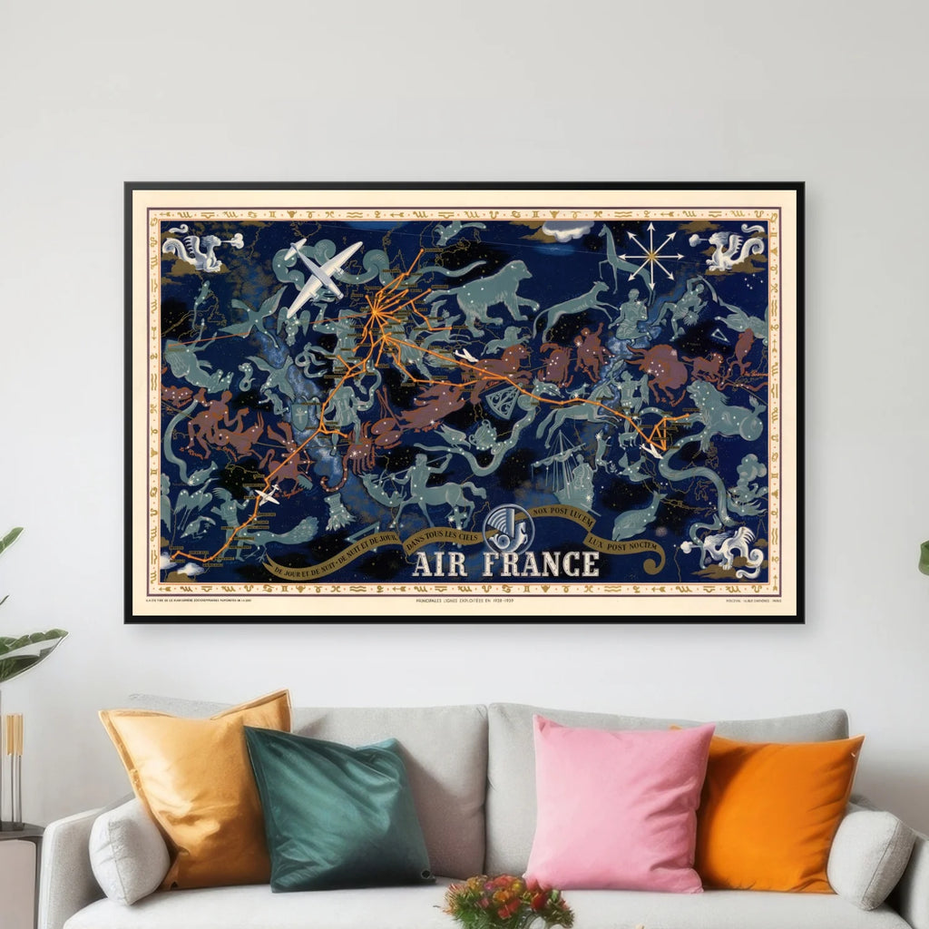 Air France Planisphere 1939 - Celestial kort - 80×52 cm – billede 3