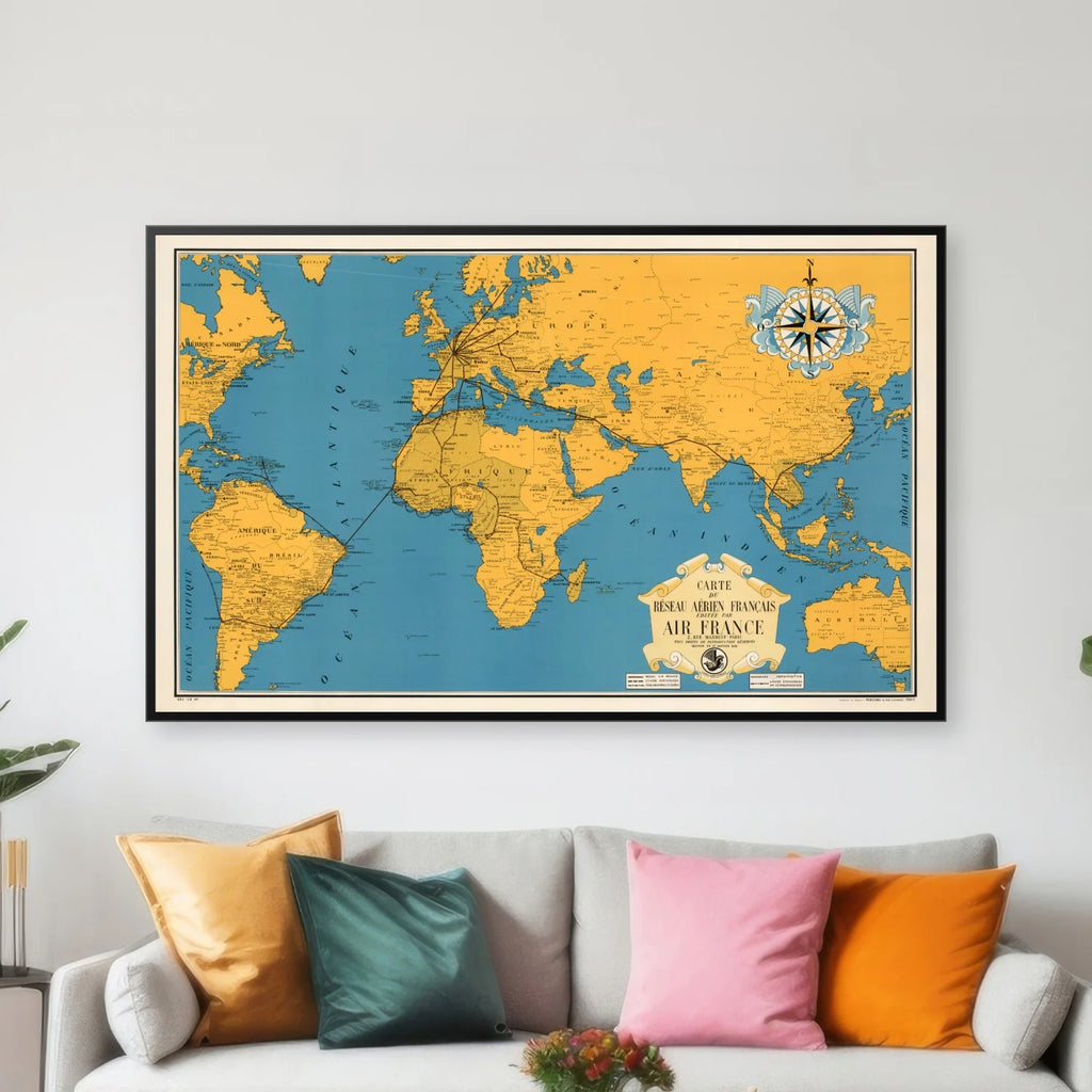 French Air Network 1938 - Rutenetkort - 100×62 cm – billede 3
