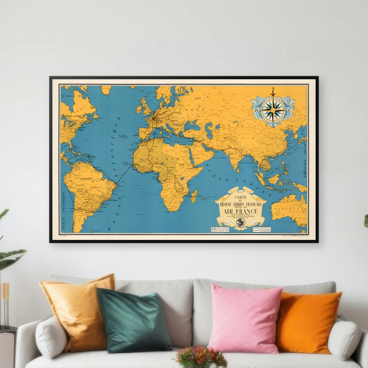 French Air Network 1938 - Rutenetkort - 100×62 cm – billede 3
