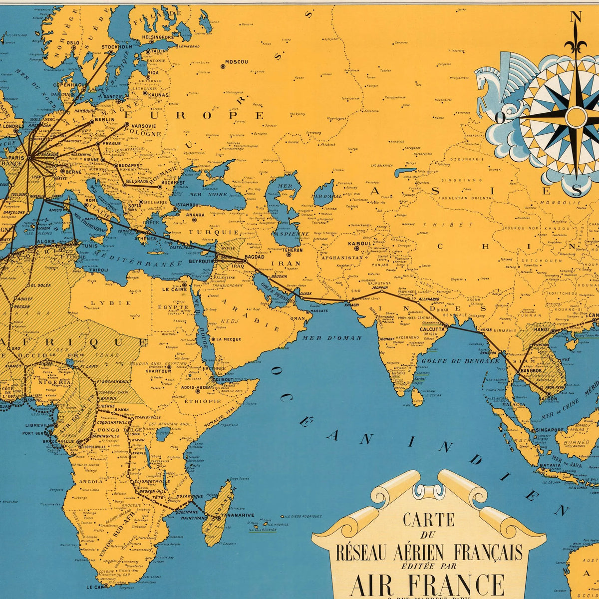 French Air Network 1938 - Rutenetkort - 100×62 cm – billede 4