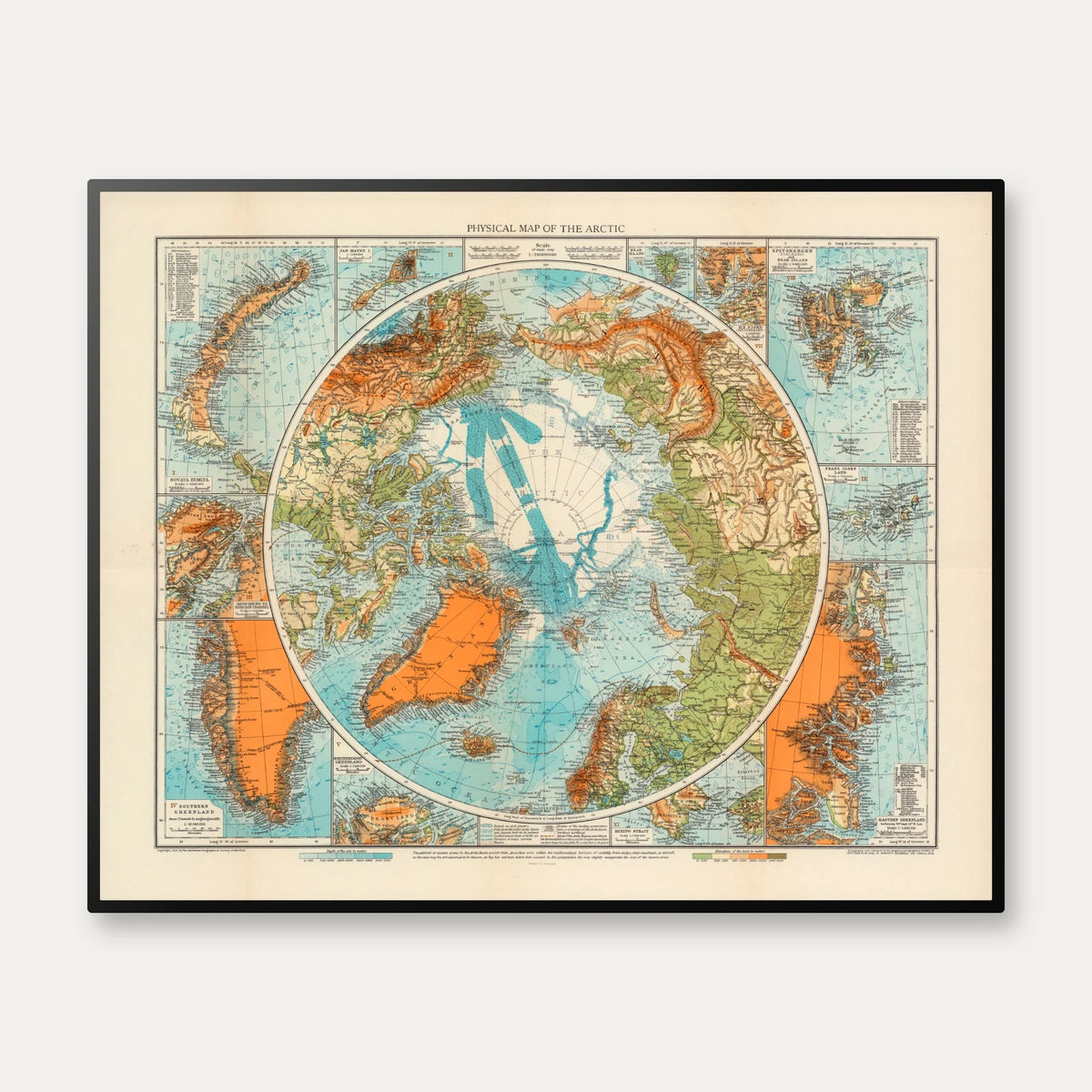 Kort over Arktis 1930 - Polarkort - 75×60 cm – billede 1