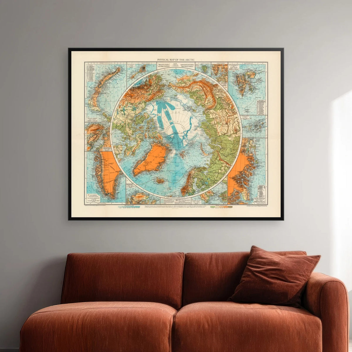 Kort over Arktis 1930 - Polarkort - 75×60 cm – billede 2