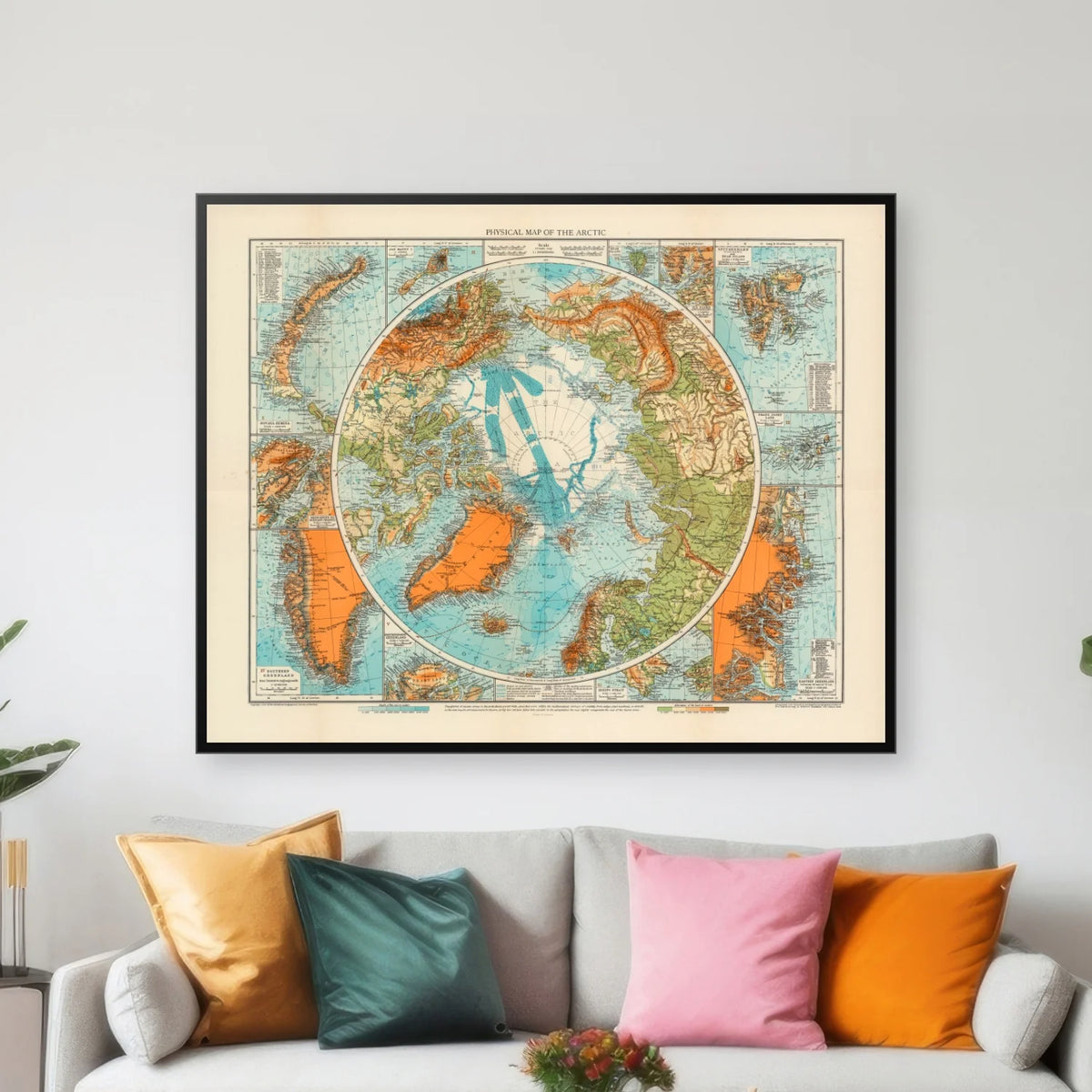 Kort over Arktis 1930 - Polarkort - 75×60 cm – billede 3