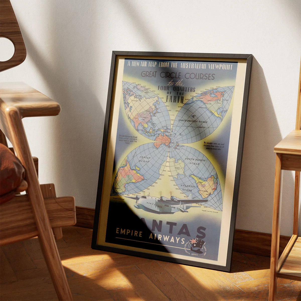Qantas Air Map 1938 - Luftfartskort – billede 3