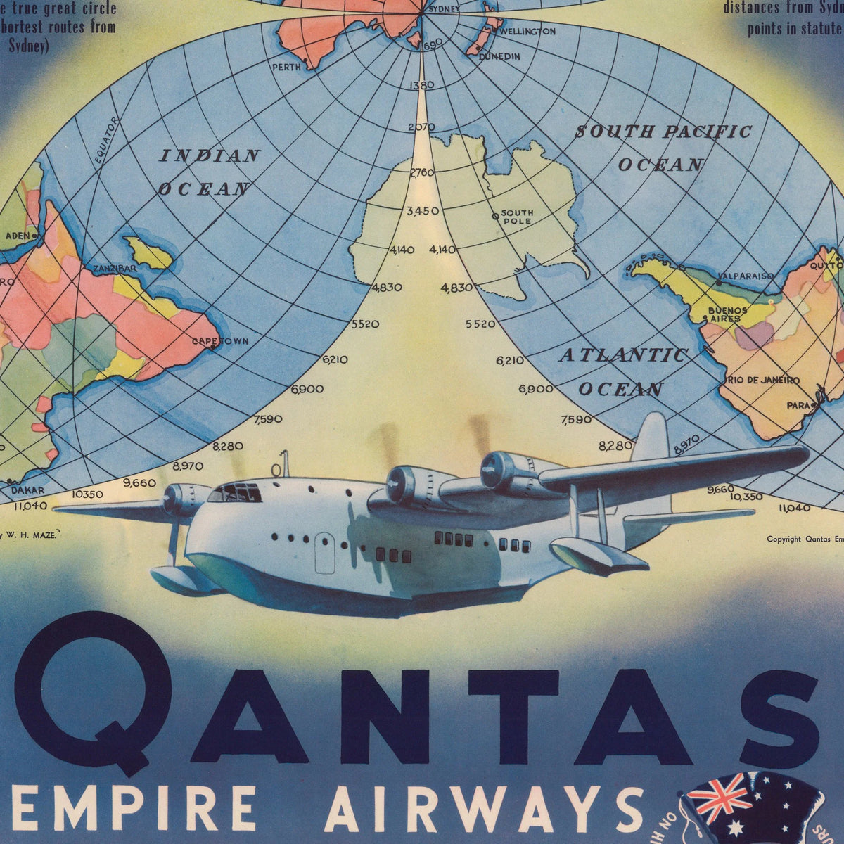 Qantas Air Map 1938 - Luftfartskort – billede 4