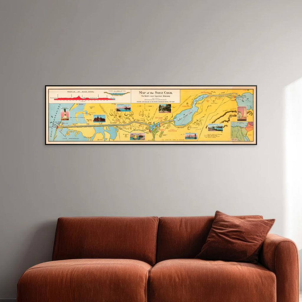 Suez Canal Map 1944 - Historisk kort - 85×24 cm – billede 2