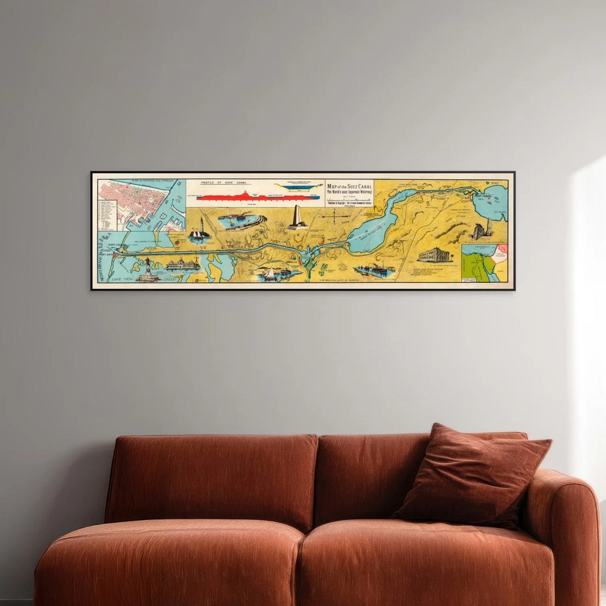 Suez Canal Notes 1928 - Informationskort - 85×24 cm – billede 2