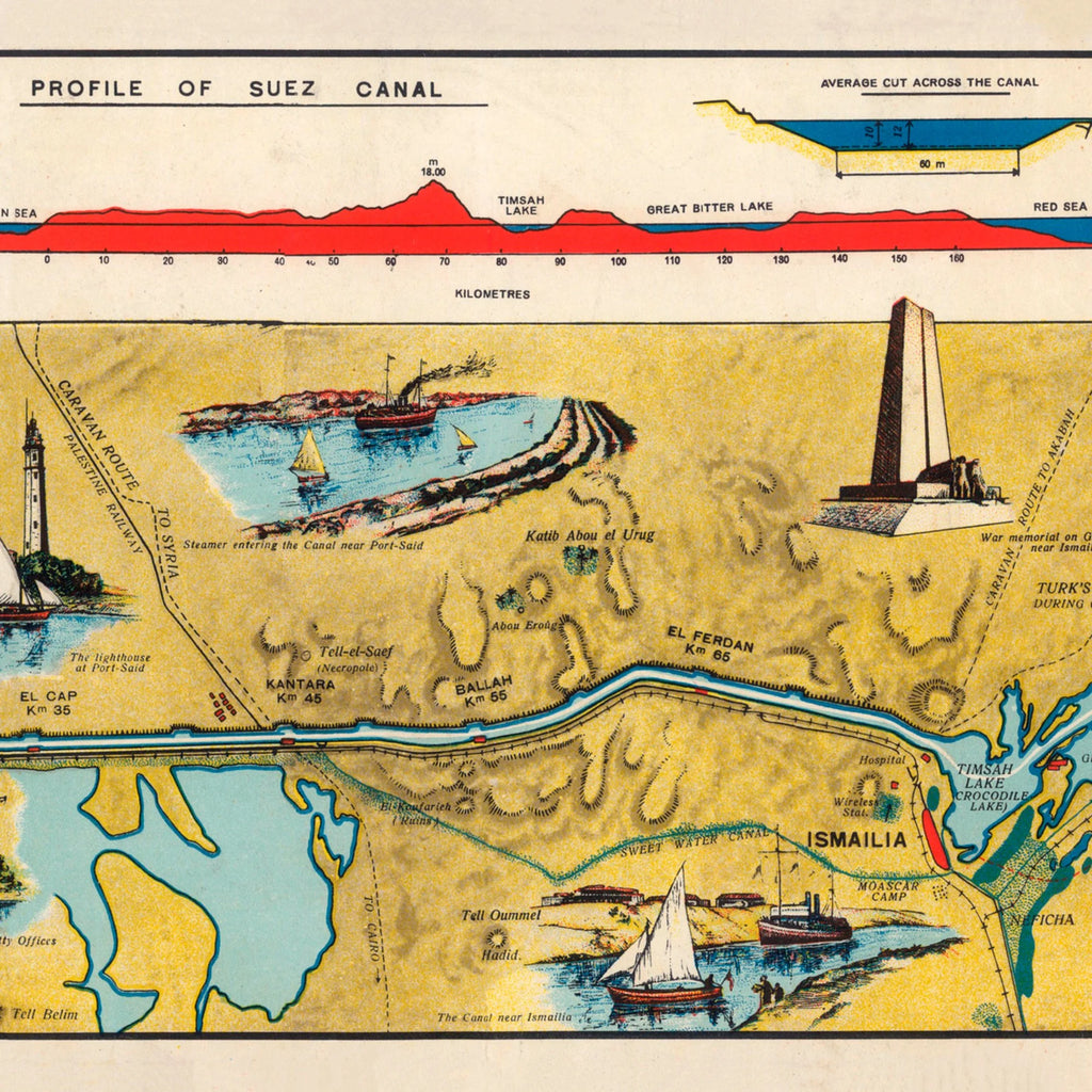 Suez Canal Notes 1928 - Informationskort - 85×24 cm – billede 4