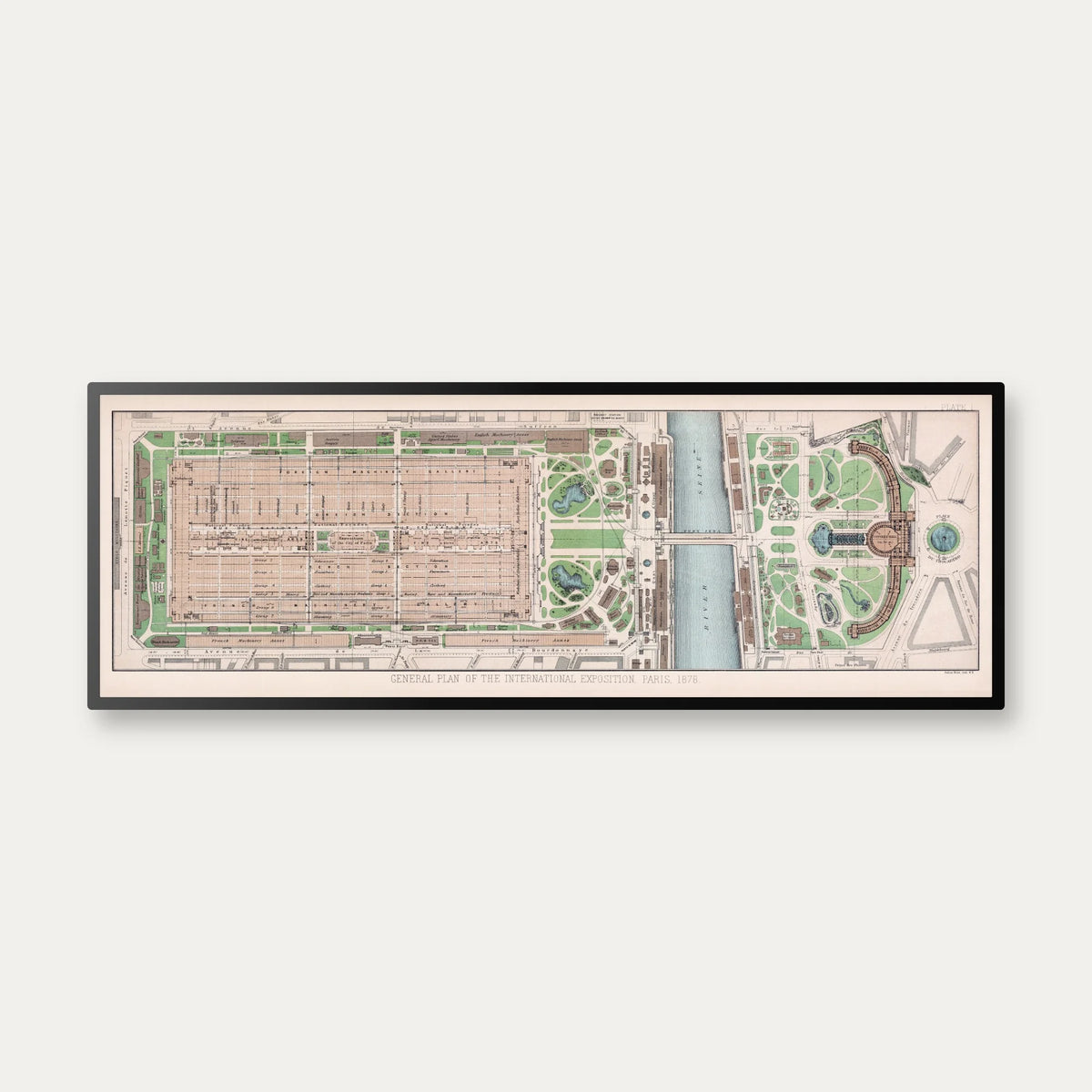 Paris Exposition Plan 1878 - Verdensudstilling - 70×25 cm – billede 1