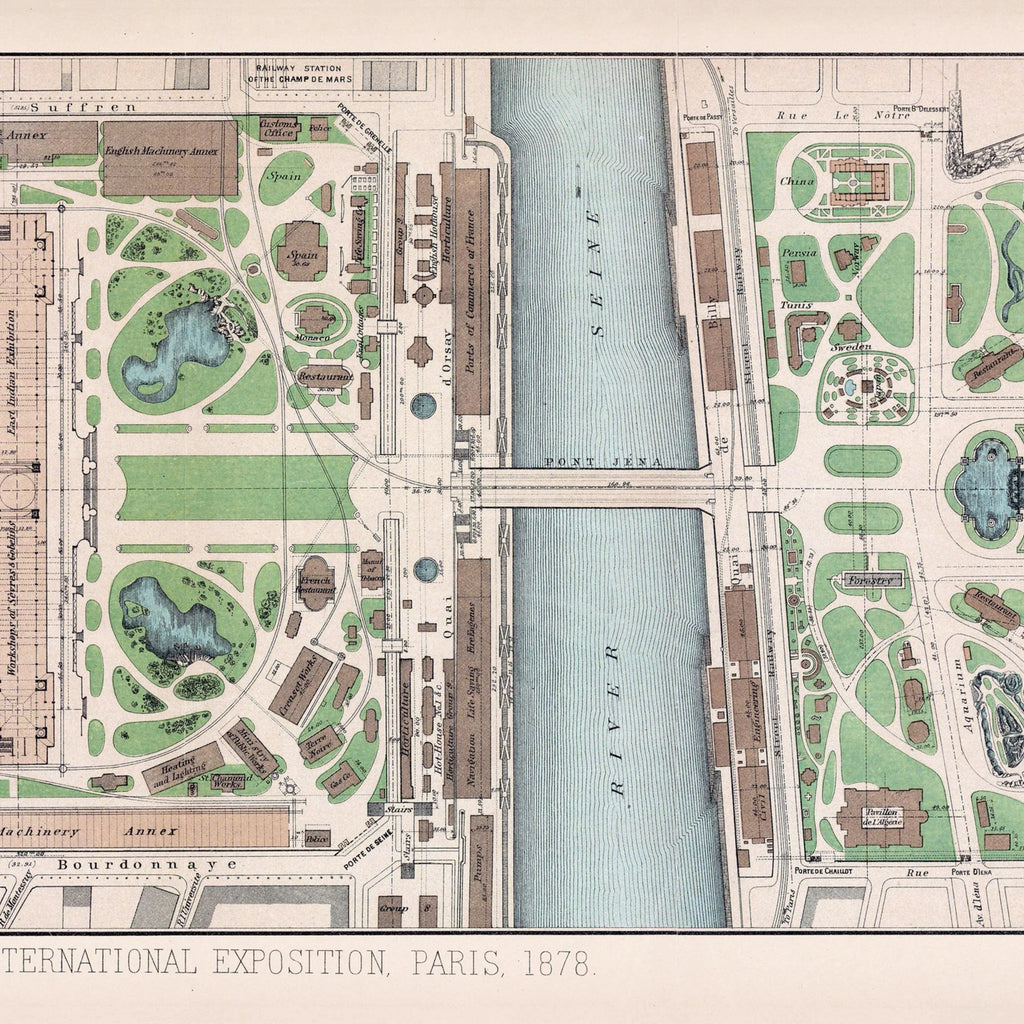 Paris Exposition Plan 1878 - Verdensudstilling - 70×25 cm – billede 4