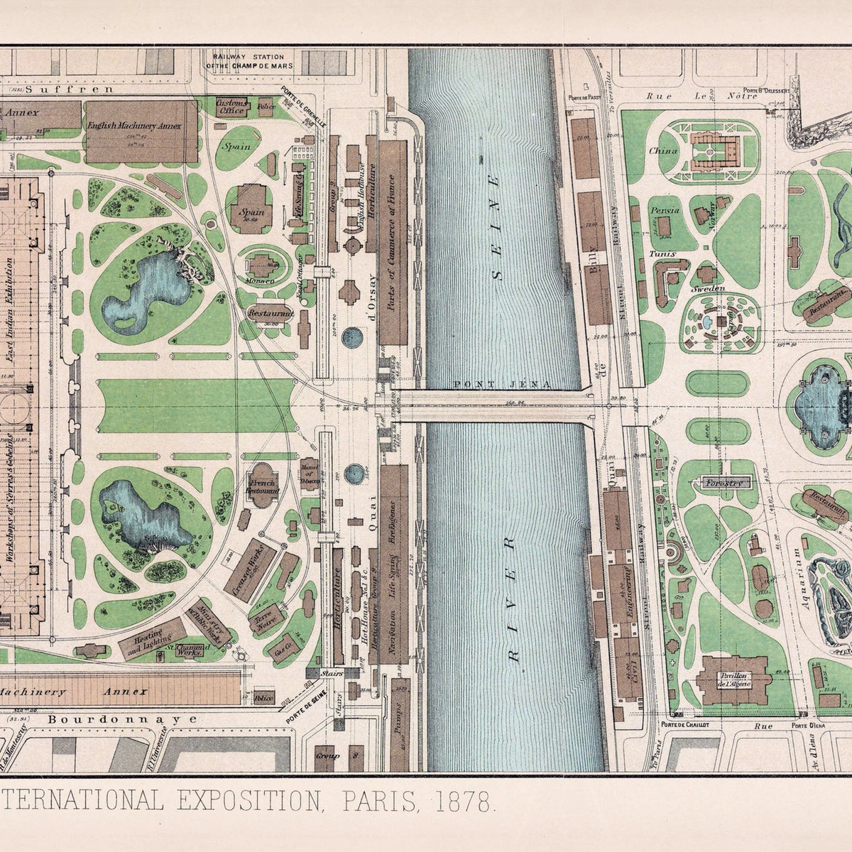 Paris Exposition Plan 1878 - Verdensudstilling - 70×25 cm – billede 4