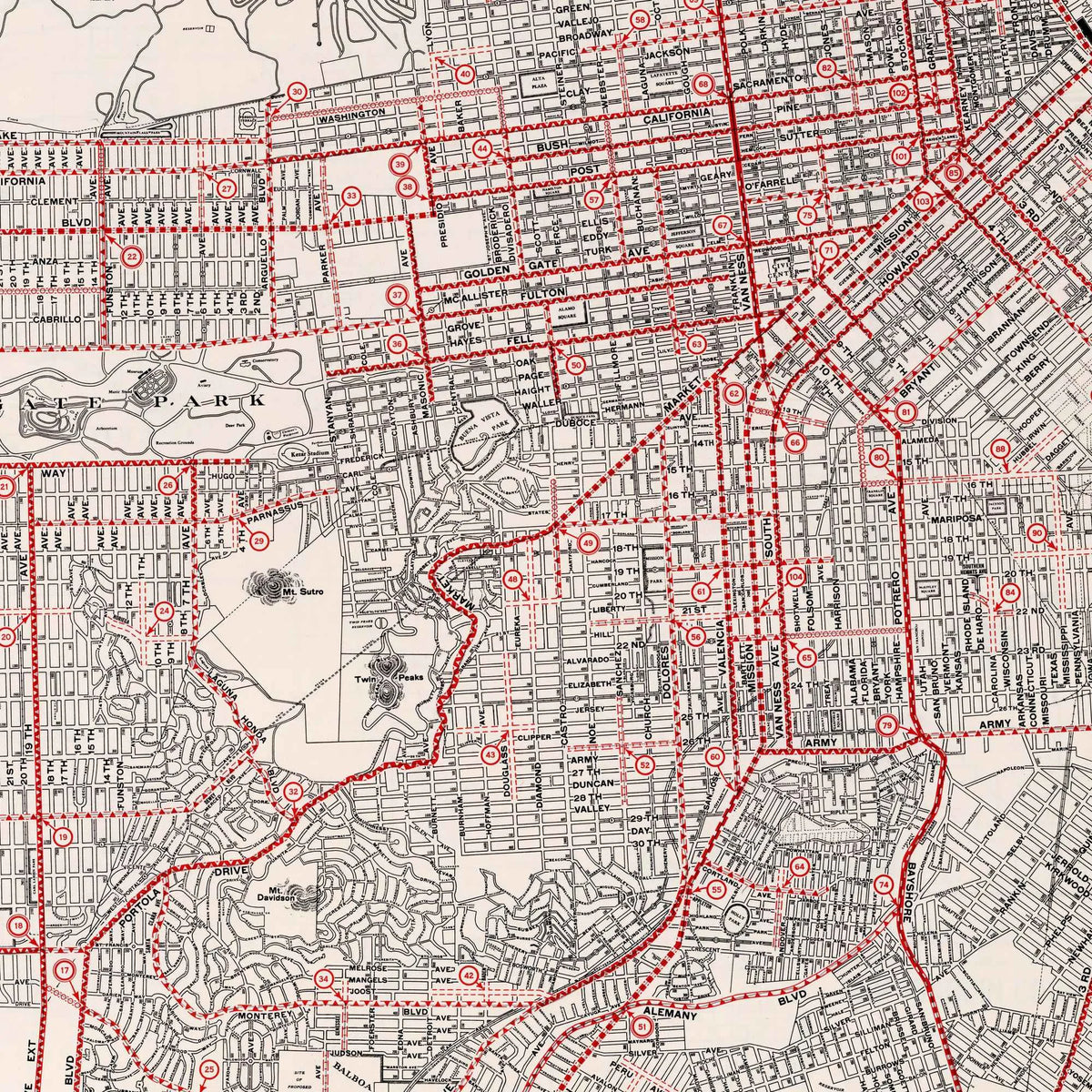 San Francisco County 1935 - Bykort - 75×61 cm – billede 4