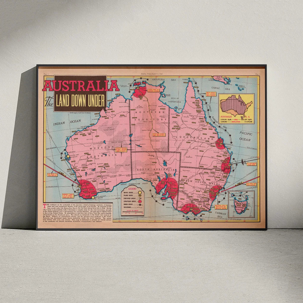 Australia Land Down Under 1942 - Militærkort – billede 3