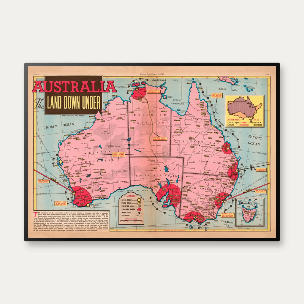Australia Land Down Under 1942 - Militærkort – billede 1