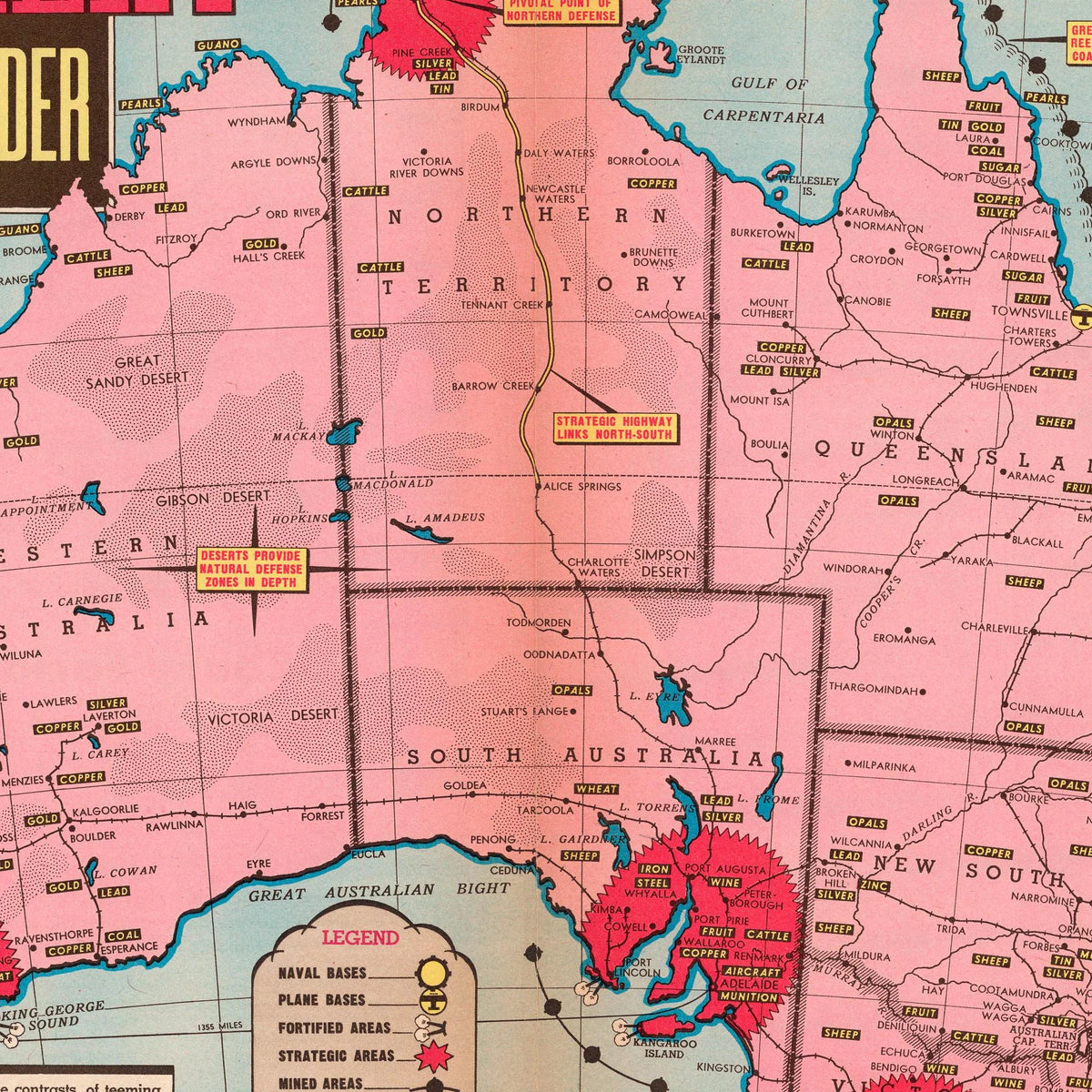 Australia Land Down Under 1942 - Militærkort – billede 4