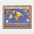 Mail Steamship Routes 1937 - Verdenskort - 100×80 cm – billede 1