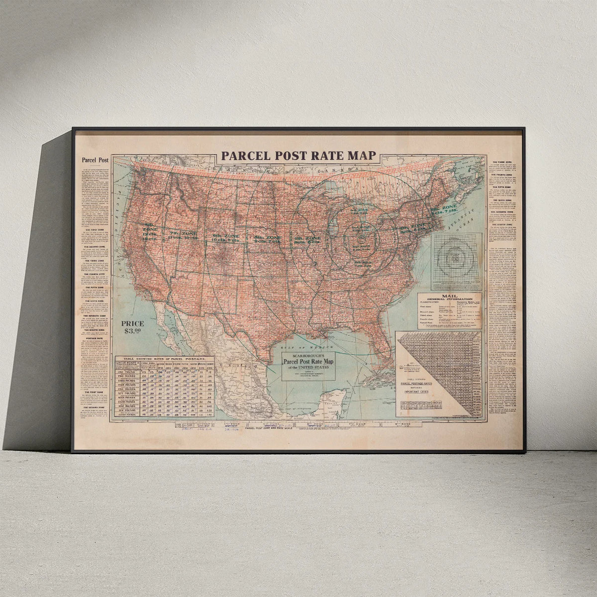 Parcel Post Rate Map 1912 - Postkort – billede 3