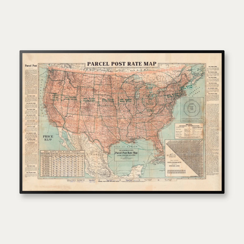 Parcel Post Rate Map 1912 - Postkort – billede 1