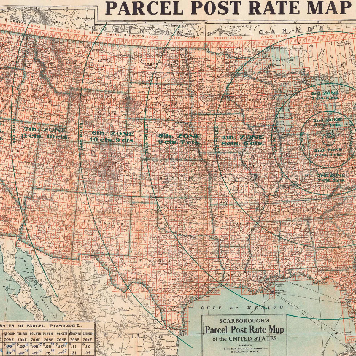 Parcel Post Rate Map 1912 - Postkort – billede 4