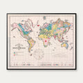 Geology of the Globe 1853 - Verdenskort - 100×81 cm – billede 1