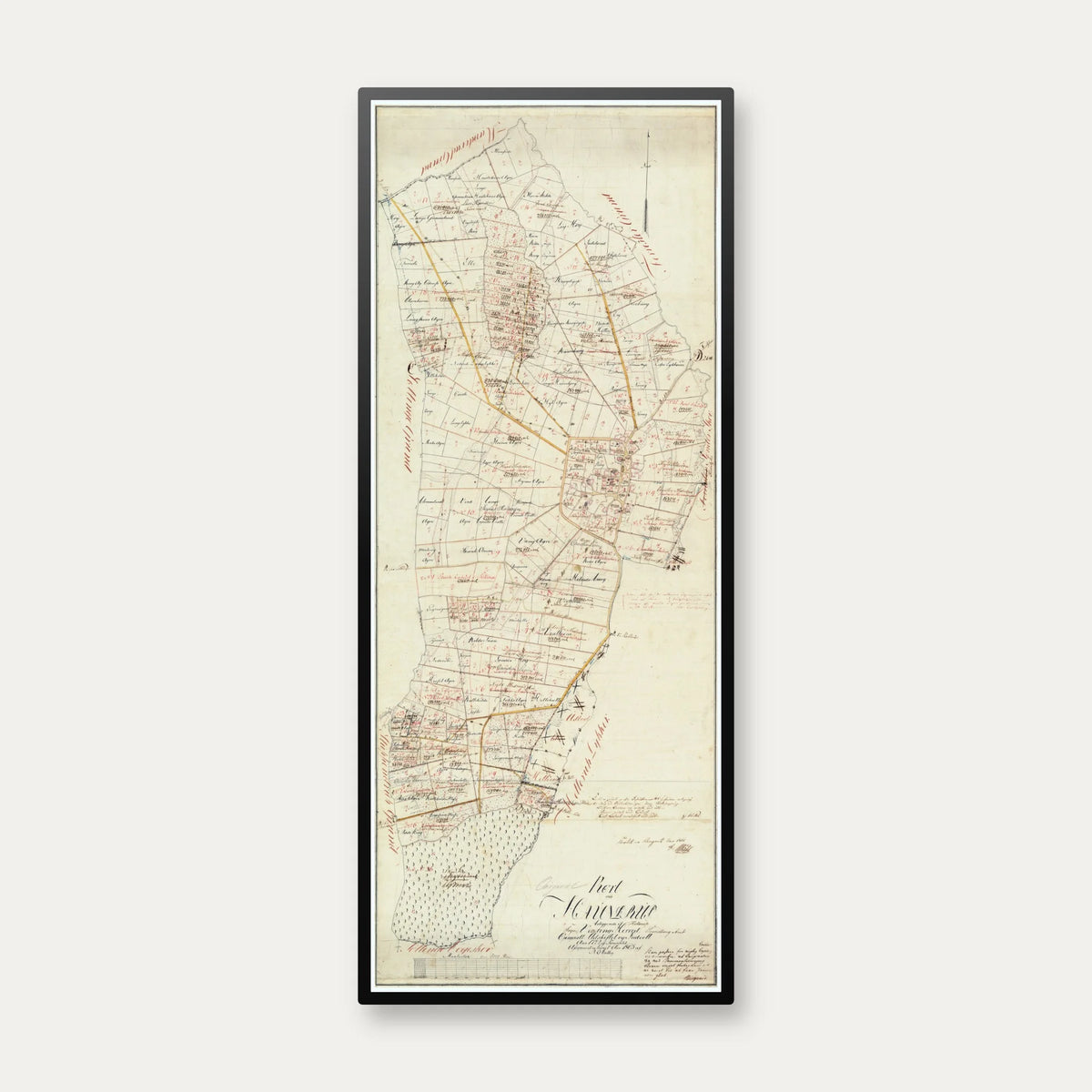 Havndrup By 1850 - Matrikelkort - 41×100 cm – billede 1
