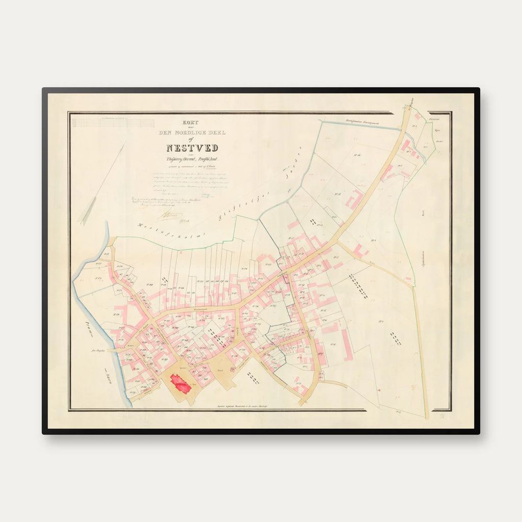 Næstved Bygrunde 1869 - Matrikelkort - 50×40 cm – billede 1