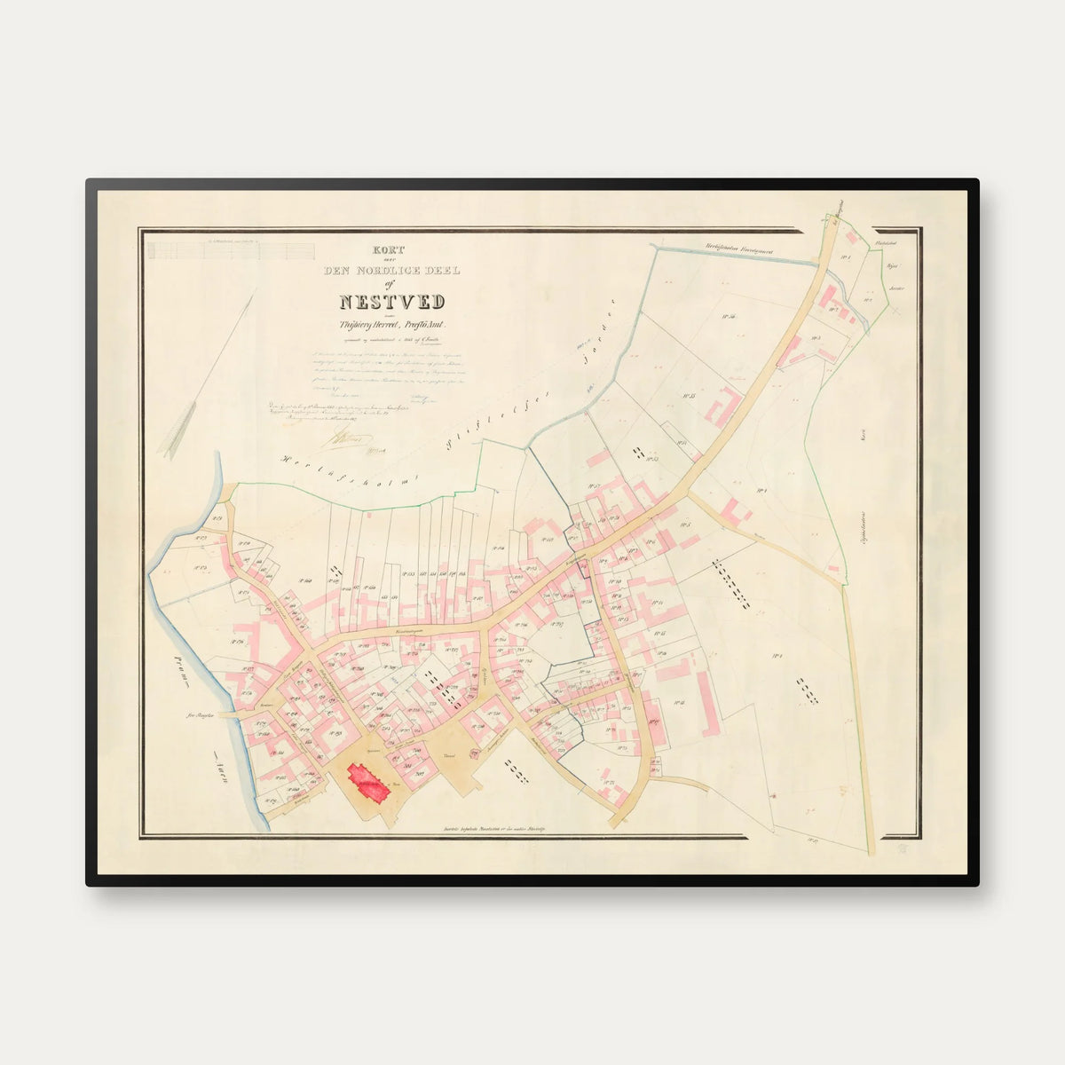 Næstved Bygrunde 1869 - Matrikelkort - 50×40 cm – billede 1