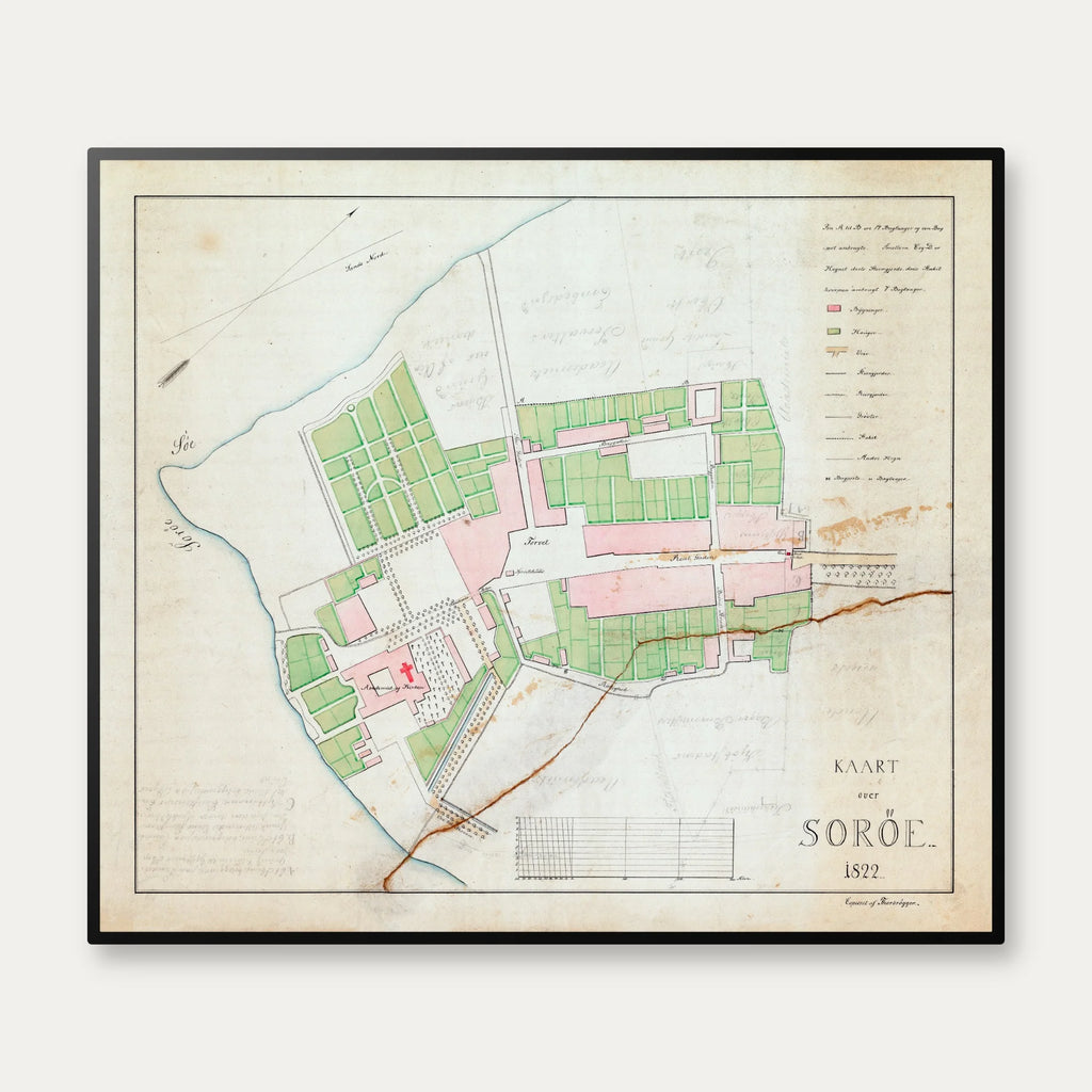 Sorø Bykort 1860 - Konsumtionskort - 60×52 cm – billede 1