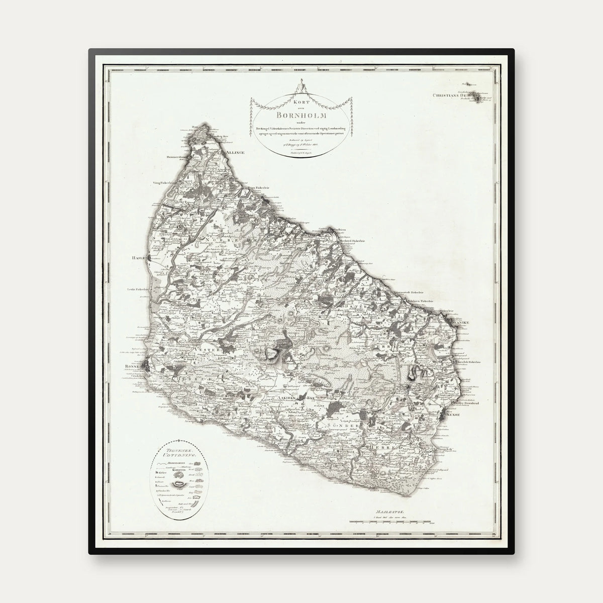 Bornholm 1807 - Kobberstik - 75×89 cm – billede 1