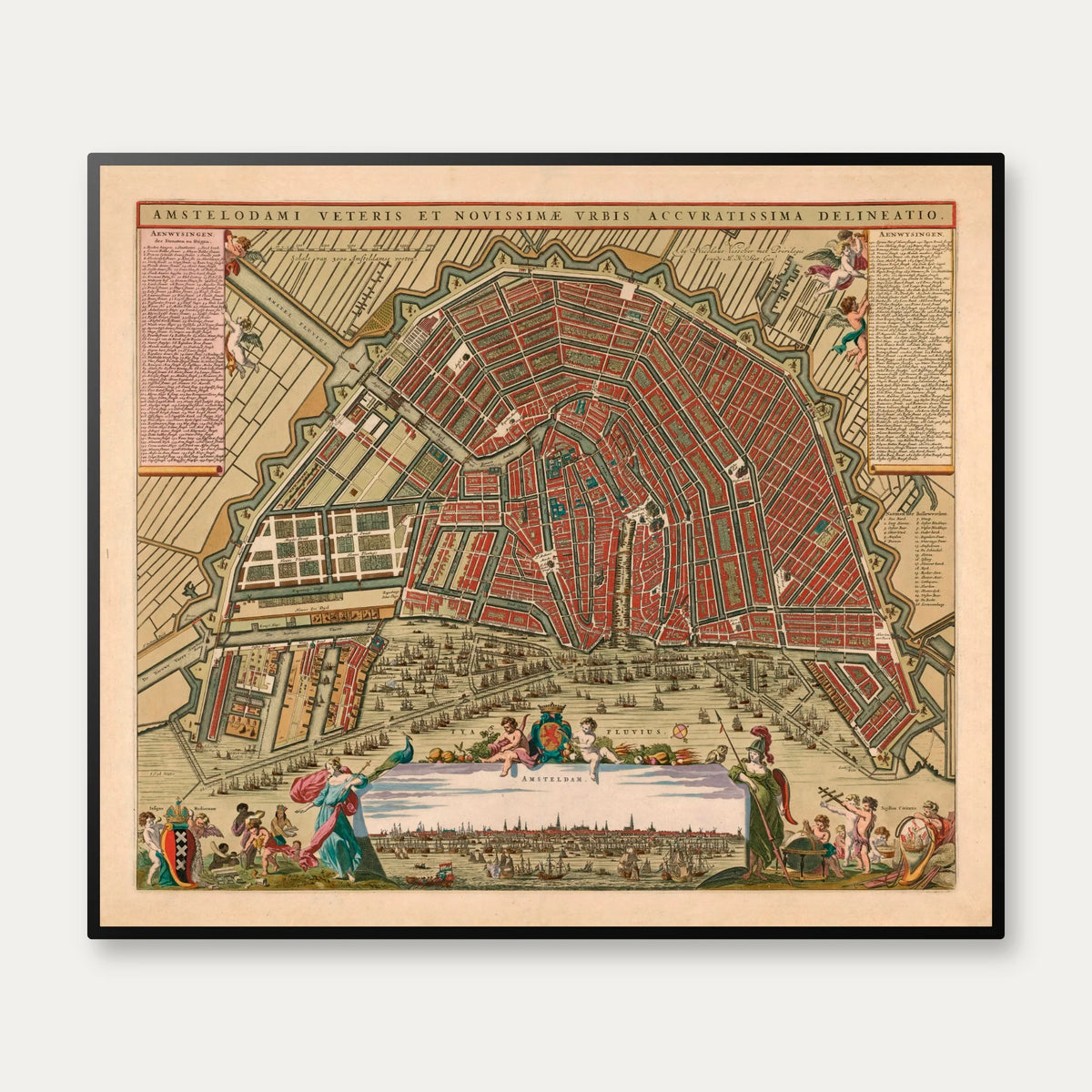 Amsterdam Bykort 1664 - Fugleperspektiv - 70×60 cm – billede 1
