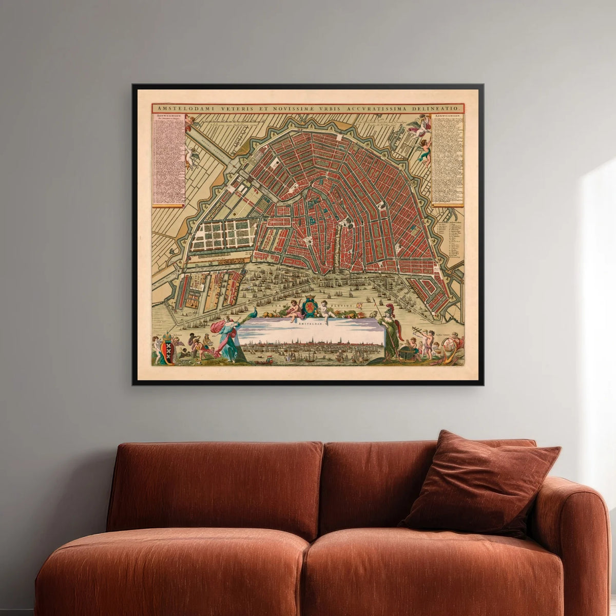 Amsterdam Bykort 1664 - Fugleperspektiv - 70×60 cm – billede 2