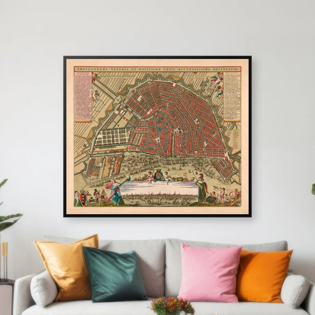 Amsterdam Bykort 1664 - Fugleperspektiv - 70×60 cm – billede 3