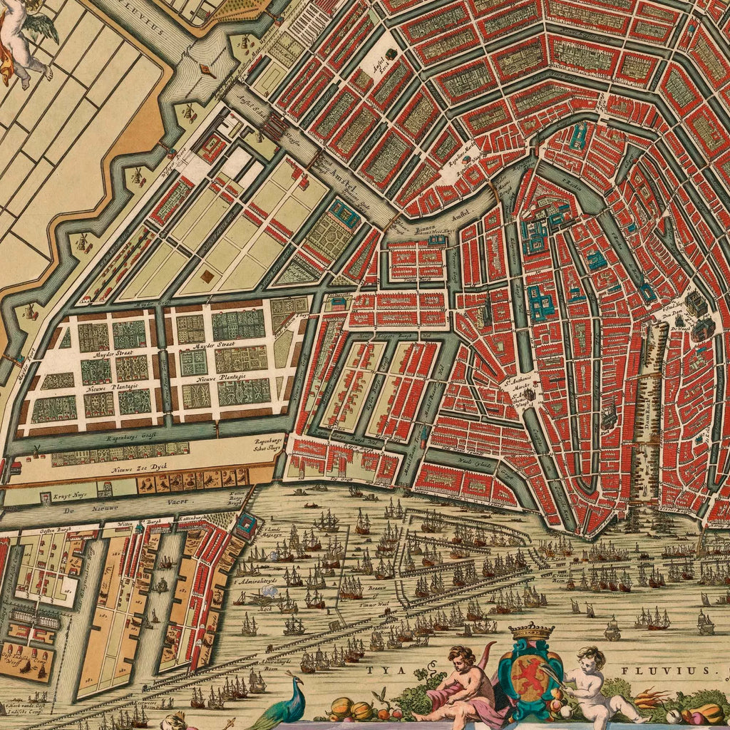 Amsterdam Bykort 1664 - Fugleperspektiv - 70×60 cm – billede 4