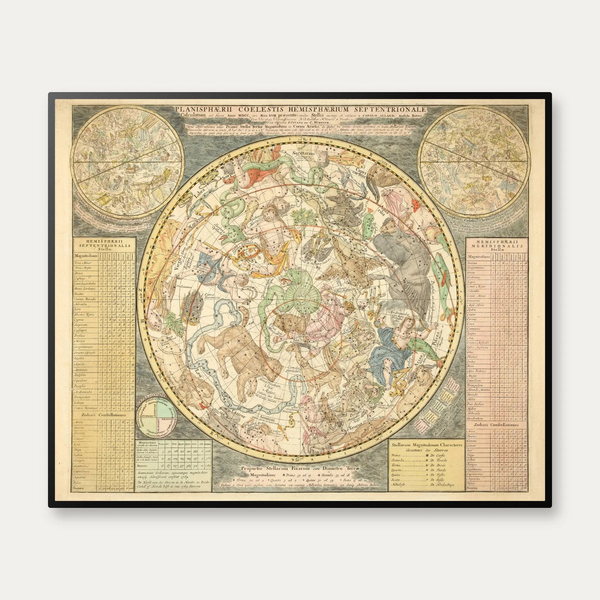 Stjernekort Nordlige Himmel 1730 - Astronomikort - 80×66 cm – billede 1