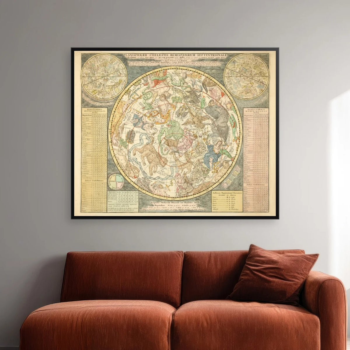 Stjernekort Nordlige Himmel 1730 - Astronomikort - 80×66 cm – billede 2