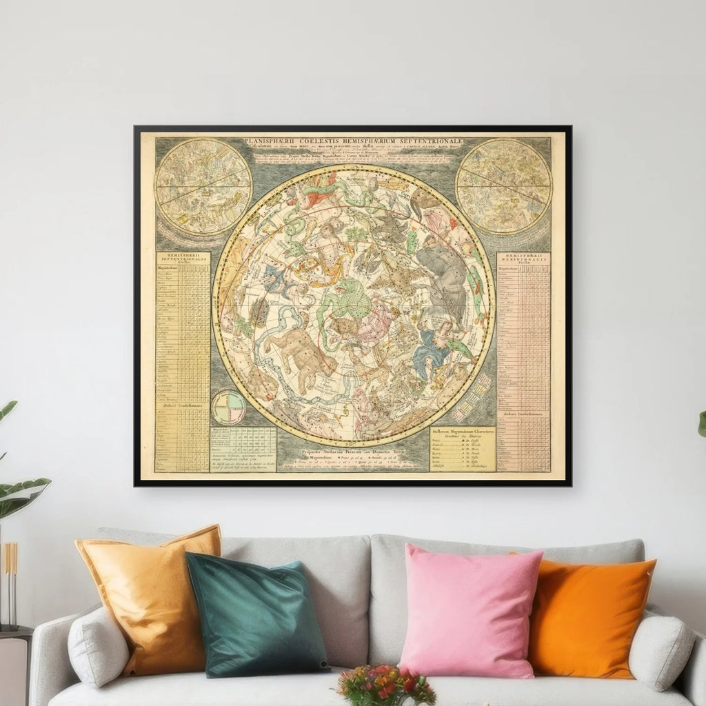 Stjernekort Nordlige Himmel 1730 - Astronomikort - 80×66 cm – billede 3