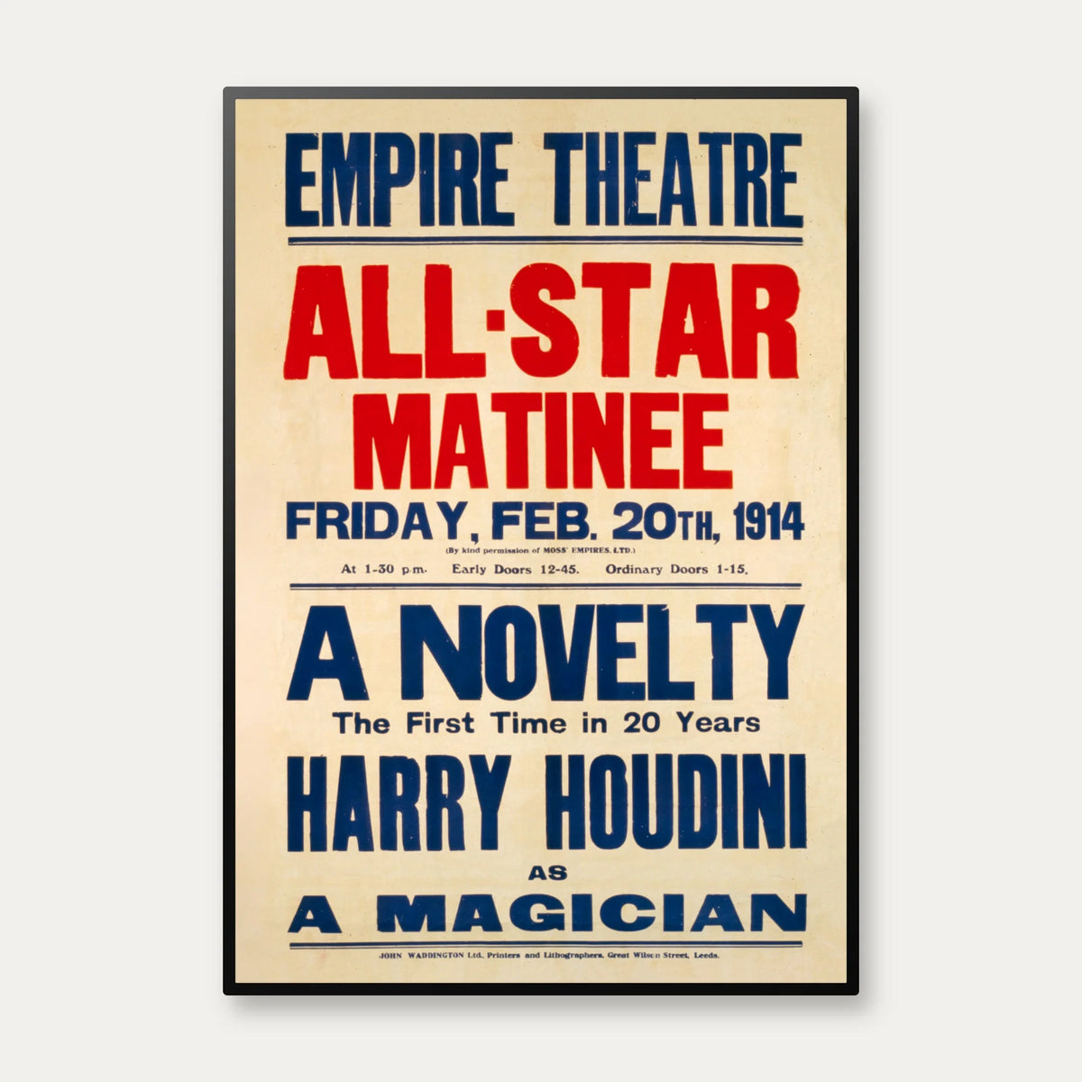 Harry Houdini 1914 - Teaterplakat – billede 1