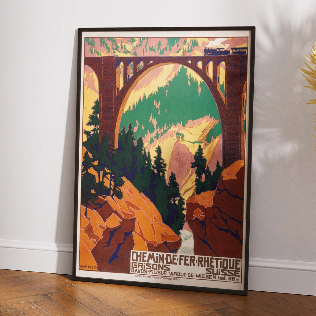 Chemin de fer Rhétique 1909 - Rejseplakat – billede 2