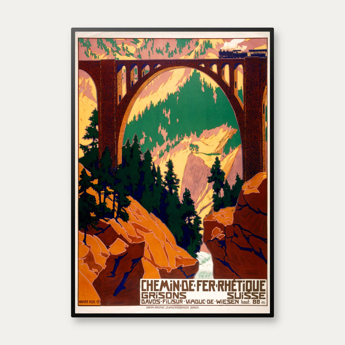 Chemin de fer Rhétique 1909 - Rejseplakat – billede 1