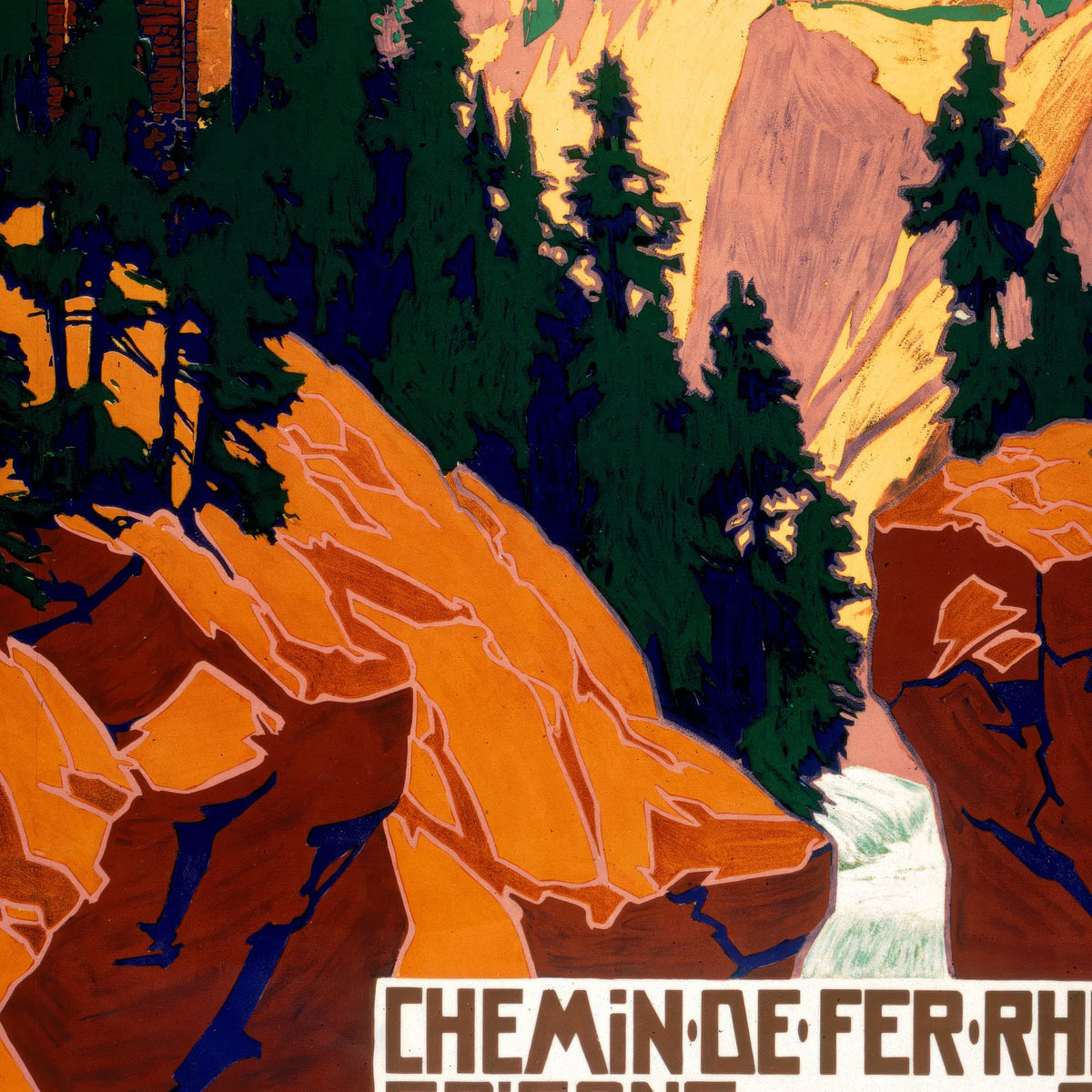 Chemin de fer Rhétique 1909 - Rejseplakat – billede 4